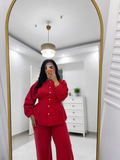 Kırmızı Gold Düğmeli Takım