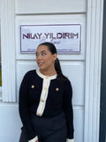 Siyah Gold Düğmeli Hırka
