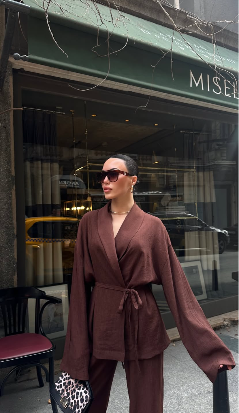 Kahverengi Kimono Takım