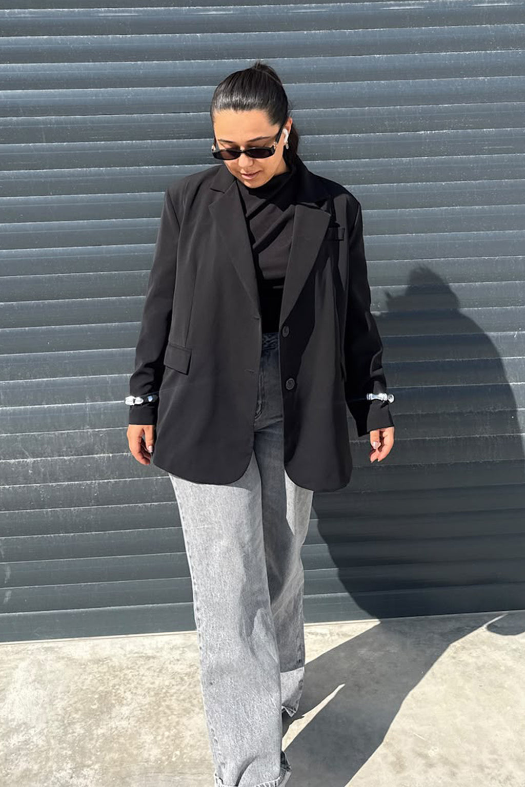 Siyah Oversize Astarlı Blazer Ceket
