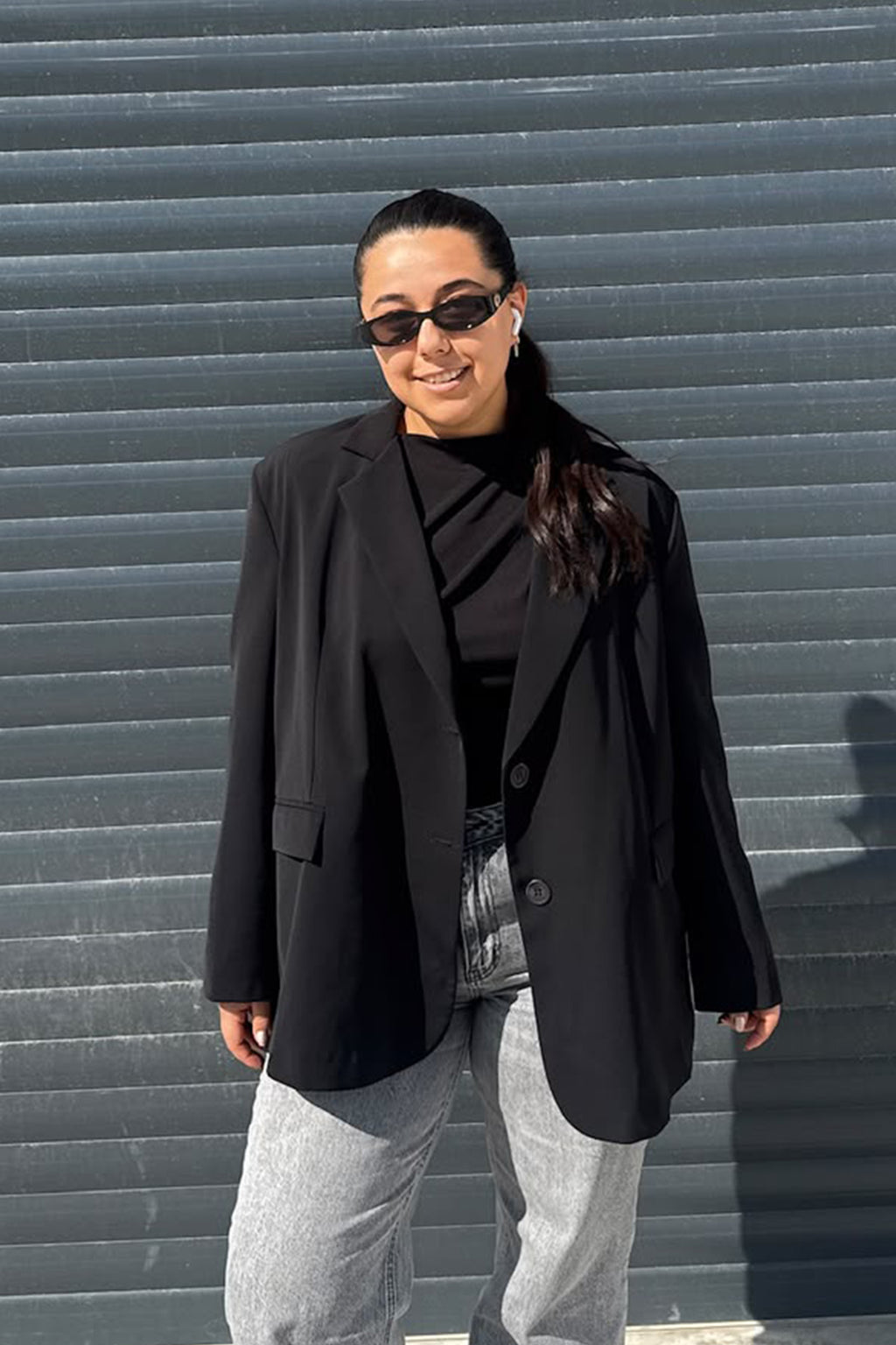 Siyah Oversize Astarlı Blazer Ceket