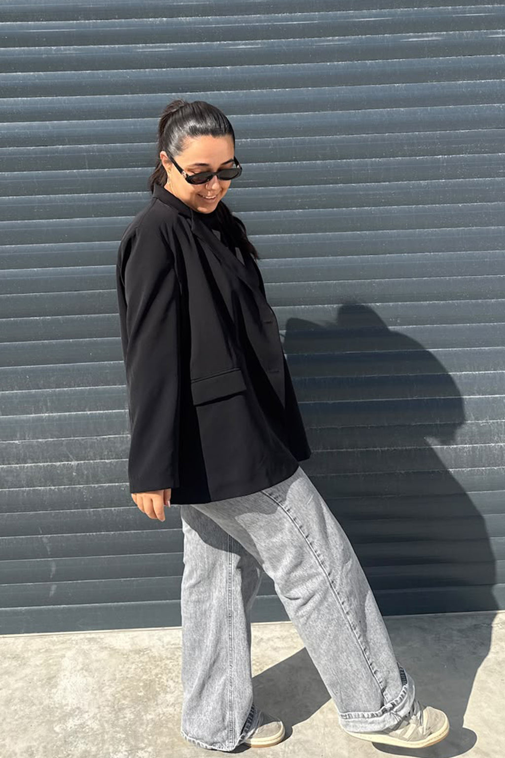 Siyah Oversize Astarlı Blazer Ceket