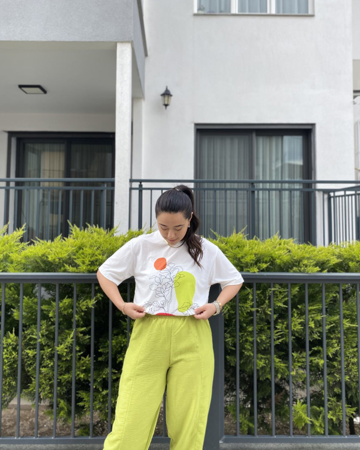 Yeşil Desenli T-Shirt